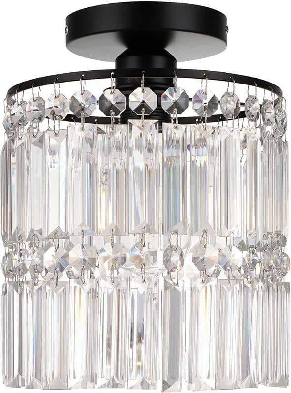 uk frideko lights Modern Crystal Ceiling Lamp Black Ceiling Light 0