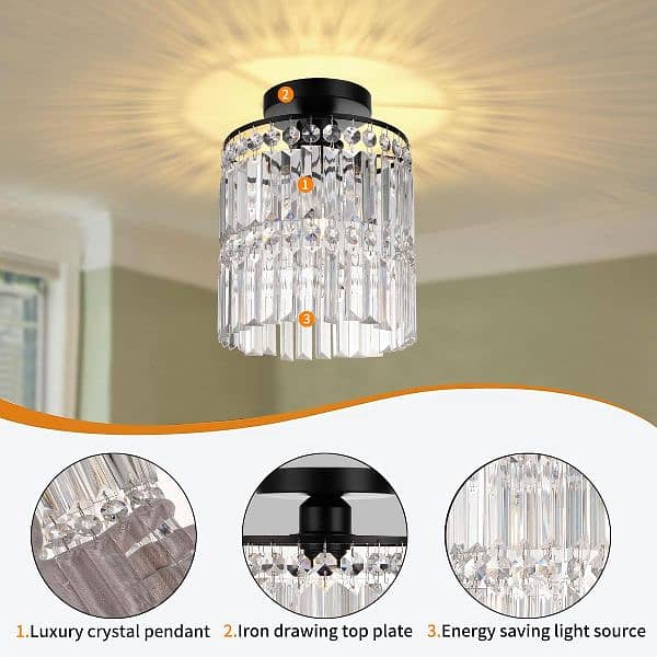 uk frideko lights Modern Crystal Ceiling Lamp Black Ceiling Light 5