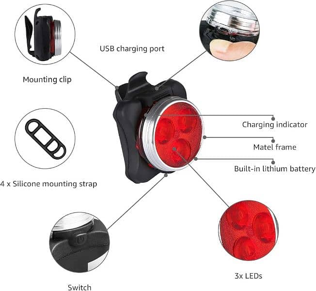 Defurhome Bike Light Set, Super Bright USB Rechargeable 2