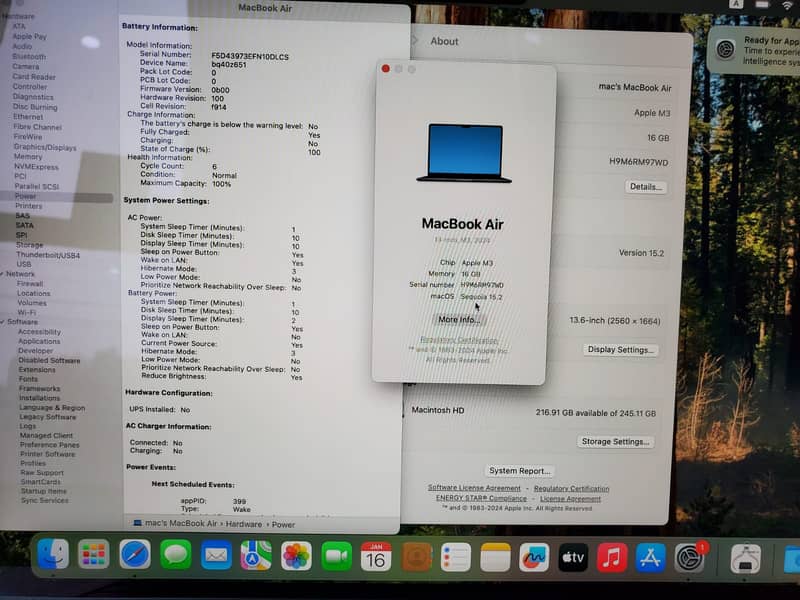 MACBOOK AIR M3 13" 2024 16GB RAM 256GB SSD MIDNIGHT 0