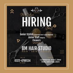 Salon staff required, senior stylist, junior staff (helpers), cleaners