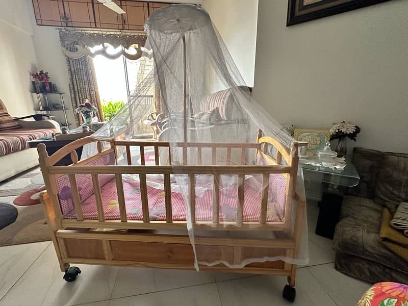 Baby Wooden Cot and Swing 0