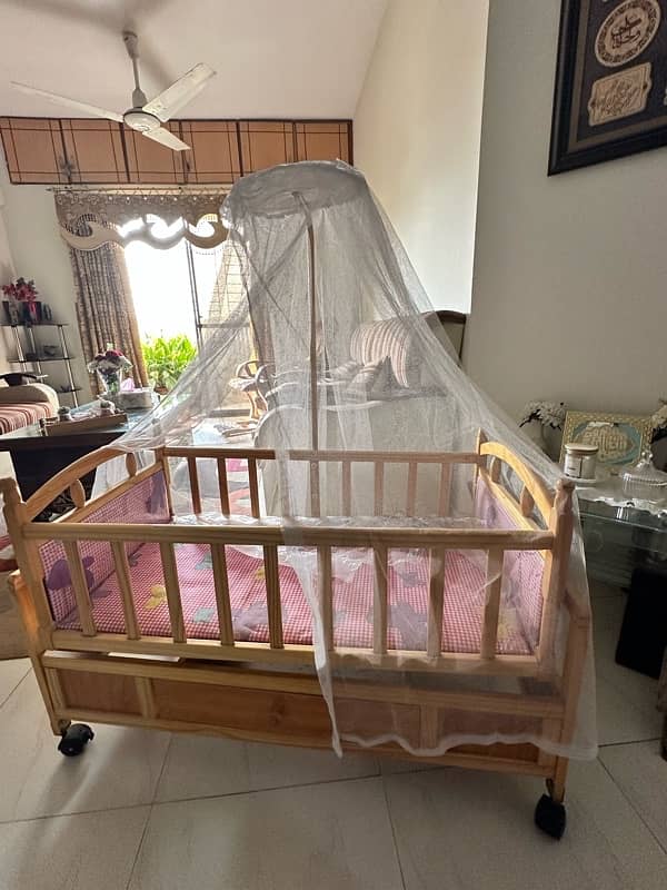 Baby Wooden Cot and Swing 1