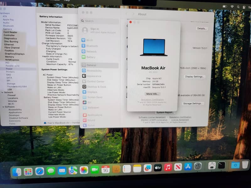 CTO Macbook Air M2 , 13"  24gb Ram 1Tb ssd in Apple care Plus 0