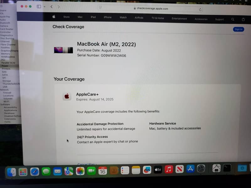 CTO Macbook Air M2 , 13"  24gb Ram 1Tb ssd in Apple care Plus 1