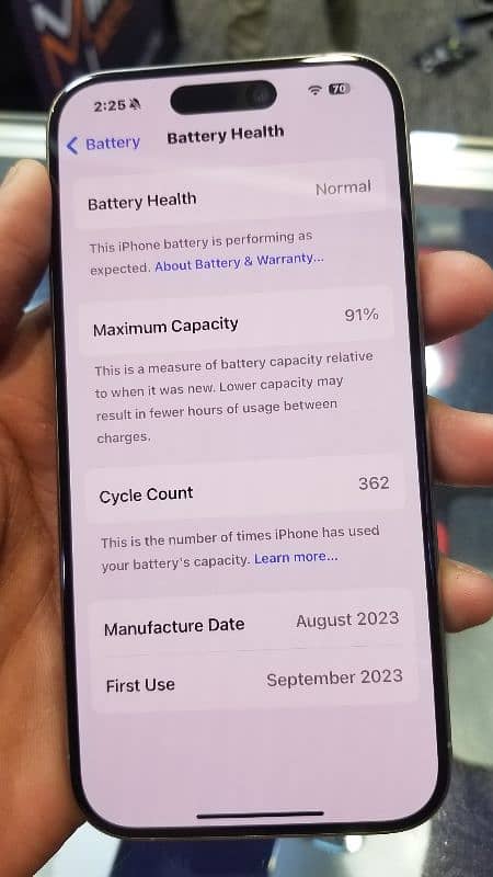 IPHONE 15 PRO  256GB LL/A PTA APPROVED BATTERY HEALTH 91% 6