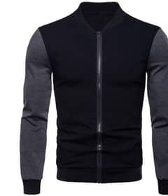 Men's Plain Fleece Jacket - 1 Pc | Black Collared Style