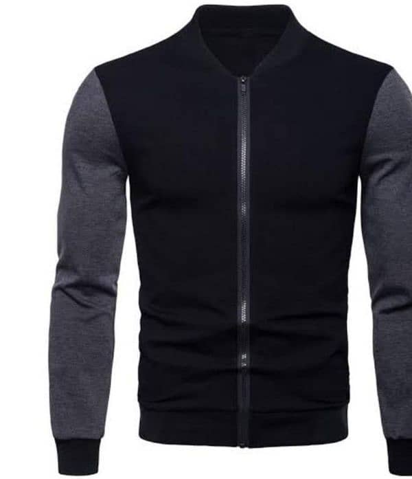 Men's Plain Fleece Jacket - 1 Pc | Black Collared Style 0