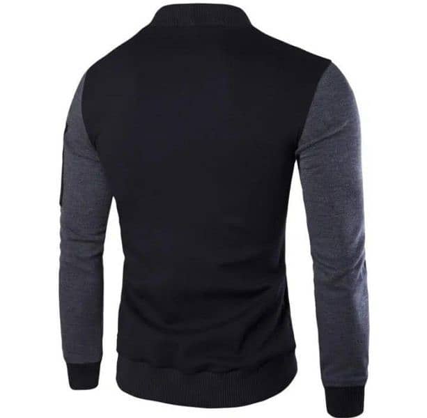 Men's Plain Fleece Jacket - 1 Pc | Black Collared Style 1