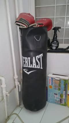 boxing bag with gloves