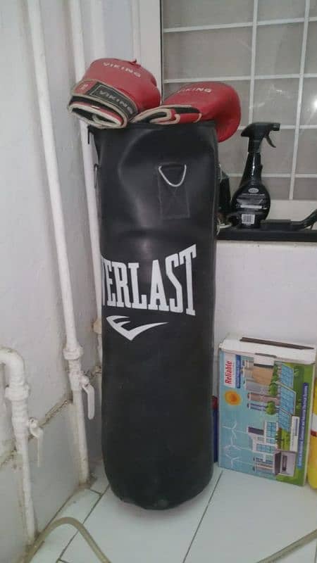 boxing bag with gloves 0