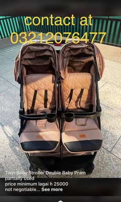 High-Quality Twin Baby Stroller | Double Baby Pram (Like New)