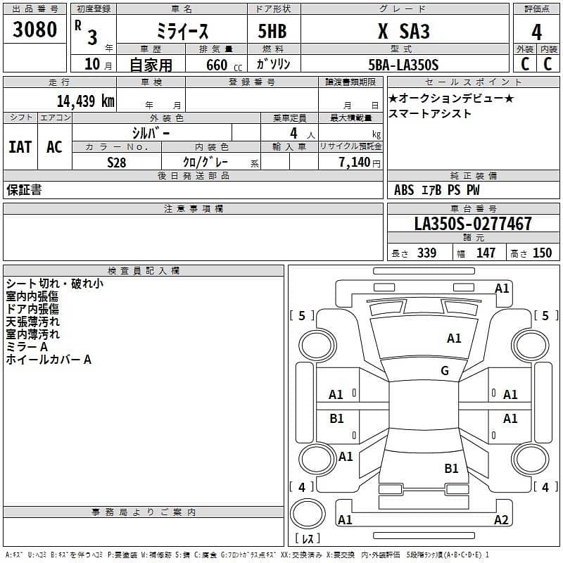 Daihatsu Mira XSA III Grade 4 14K KM Jan 25 Import 12