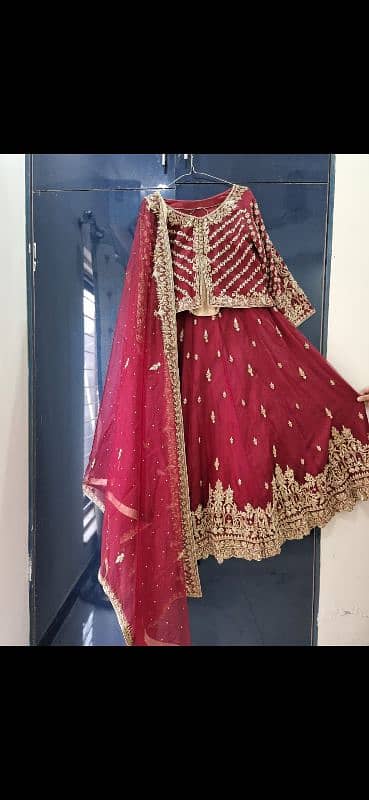 maroon barat bridal medium size lehnga kurti 7