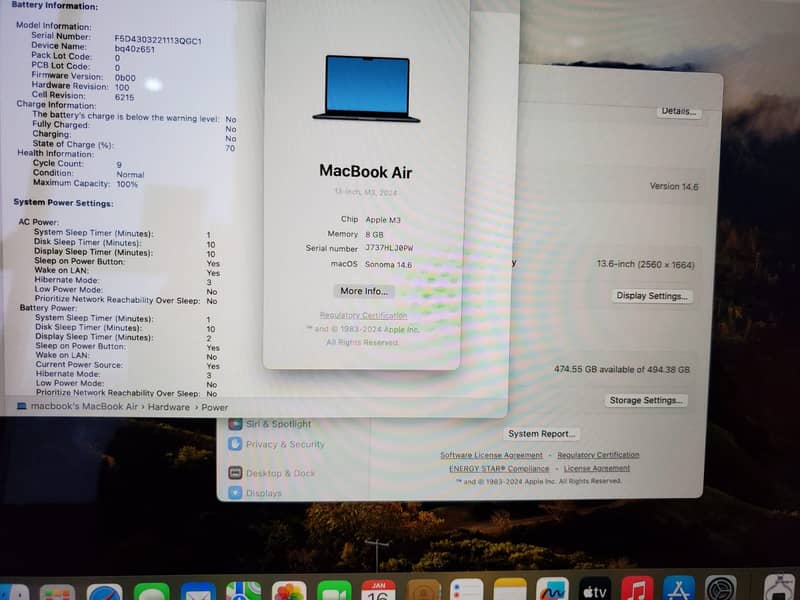 MACBOOK AIR M3 2024 13.6" 8GB RAM 512GB SSD MIDNIGHT 0