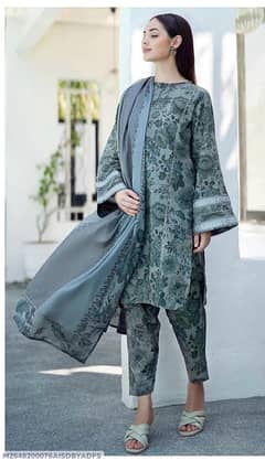 2 Pcs Women's Unstitched Linen Printed Suit