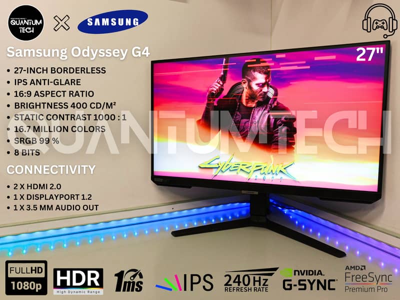 27inch IPS FULL HD 240Hz 1MS HDR Borderless Odyssey G4 Gaming Monitor 1