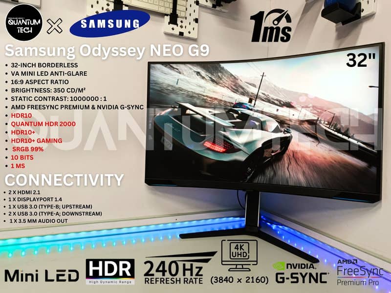 32inch 4k VA Mini LED 240Hz 1ms HDR Samsung Odyssey NEO G8 Monitor 1