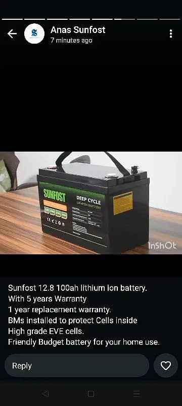 Sunfost lithium 12.8v 24v 48v 100amp solar/Ups battery 0