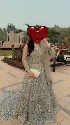 Silver Grey heavy bridal dress from Dimple Brand Dubai