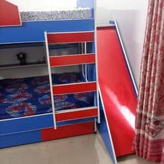 Bunker bed for kids with slide