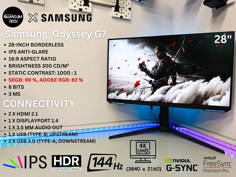 28inch IPS 4K 144Hz HDR Samsung Odyssey G7 Bordereless Gaming Monitor 1