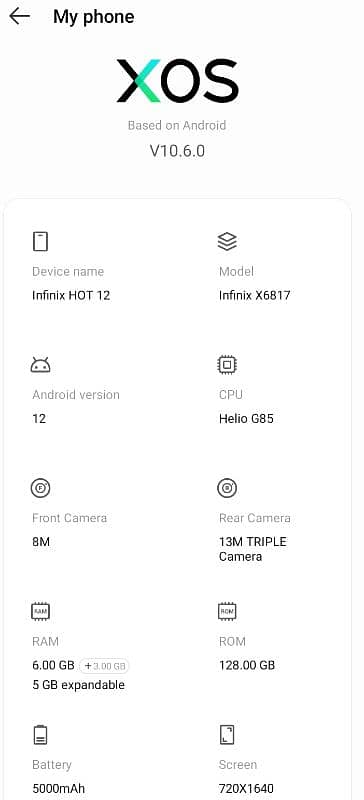 INFINIX HOT 12 PTA APPROVED 6/128 GB CONDITION 10/10 2