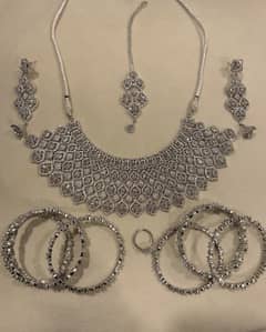 Sliver diamond bridal jewellery set