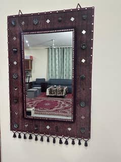 Decorative Mirror wall hanging of fabric piece