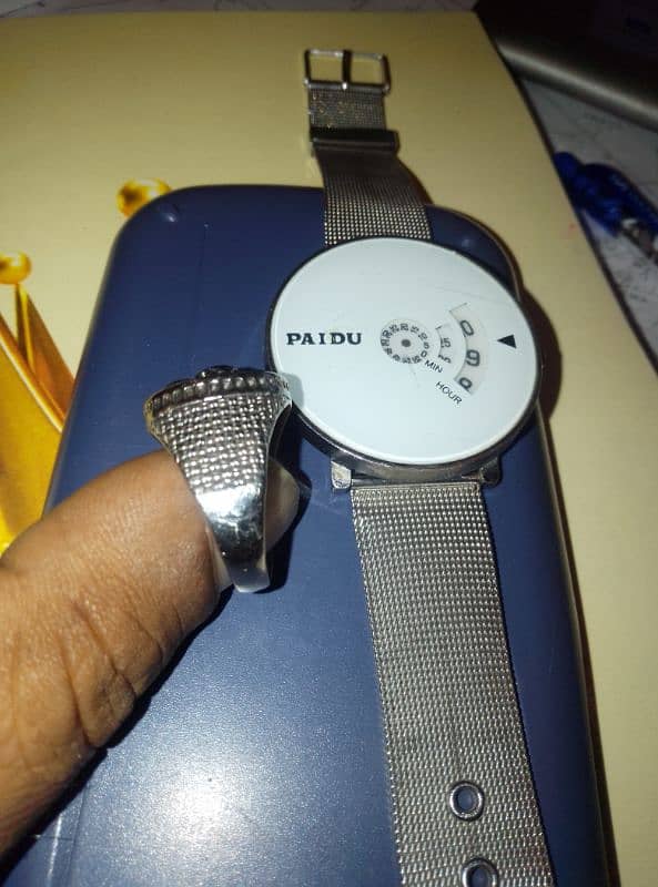 paidu watch and natural black yaqoot ring 4