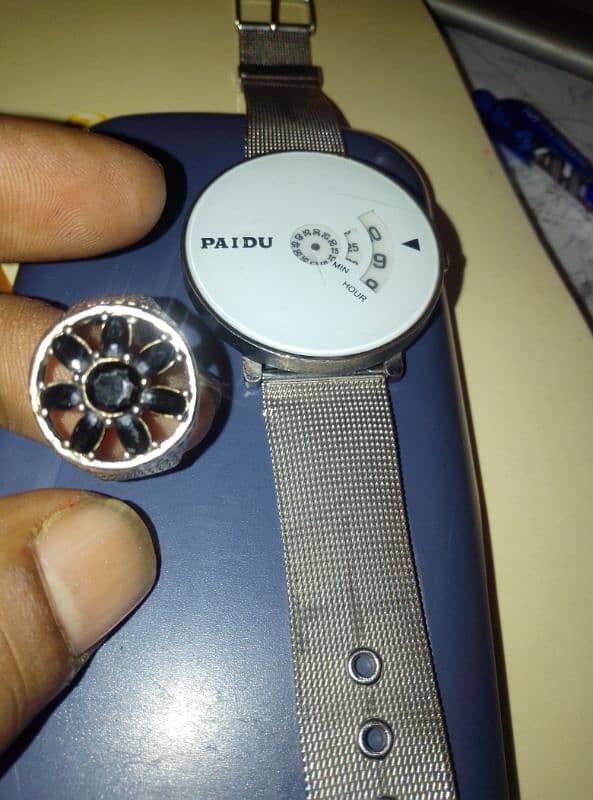 paidu watch and natural black yaqoot ring 5