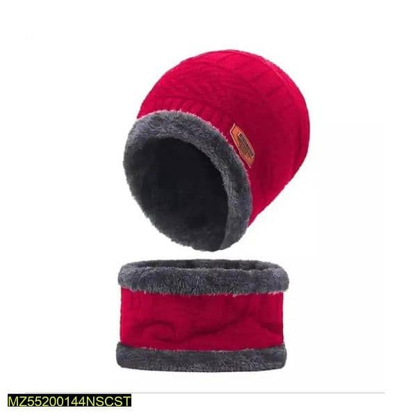 Beanie Wool Cap With Neck Warmer 0