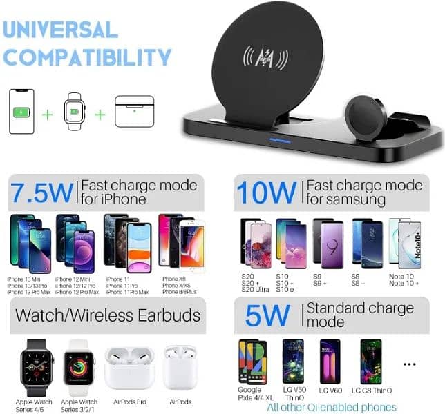 KKM Wireless Charger, 3 in 1 Qi-Certified Fast Wireless Charger 2