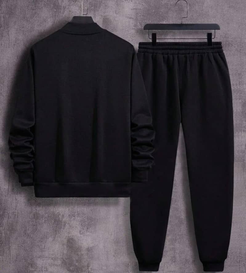 Men's Fleece Zipper Track Suit - 2 PCs in Black 1