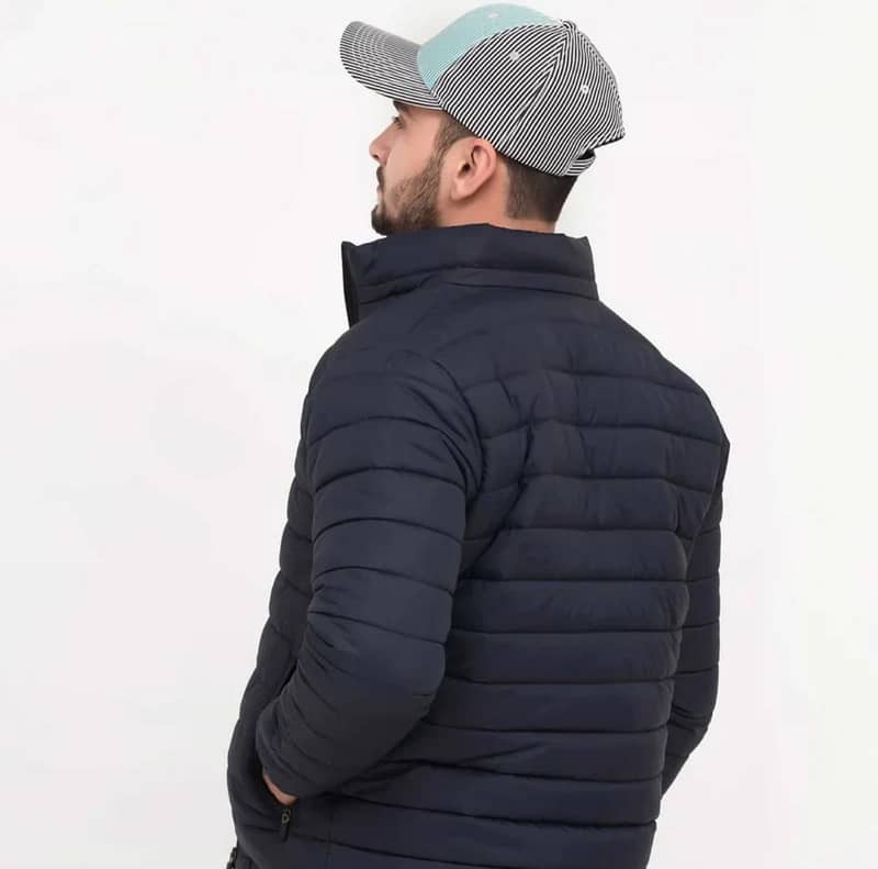 Men's Blue Plain Puffer Jacket - 1 PCs Stylish Winter Wear 1