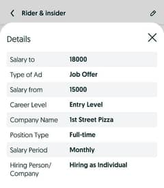 1st street pizza rider job time 6-50pm to 4am