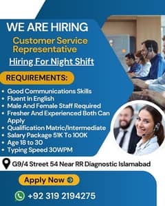 Customer Service Representative | Developer Required,Jobs In Islamabad