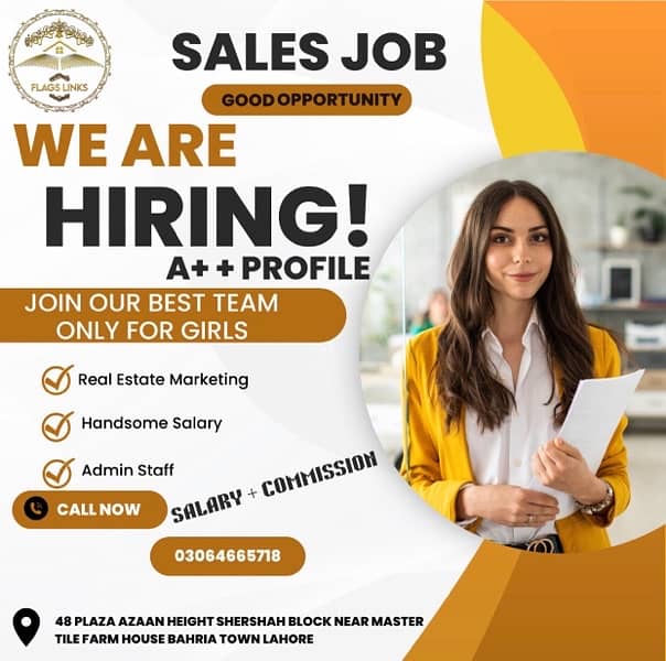 Requird Female sales staff for Real Estate 0