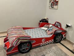 Branded 'Click' Car bed with sidetable kids wooden imported from dubai