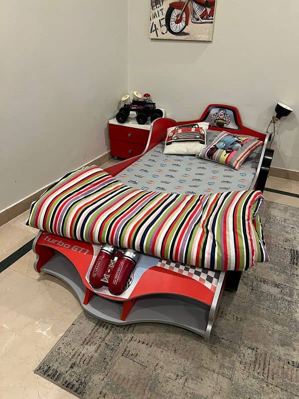 Branded 'Click' Car bed with sidetable kids wooden imported from dubai 1