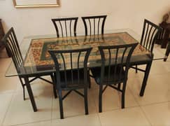 Dining Table // Wooden Dining //6 seater Dining //Glass Top Dining Set