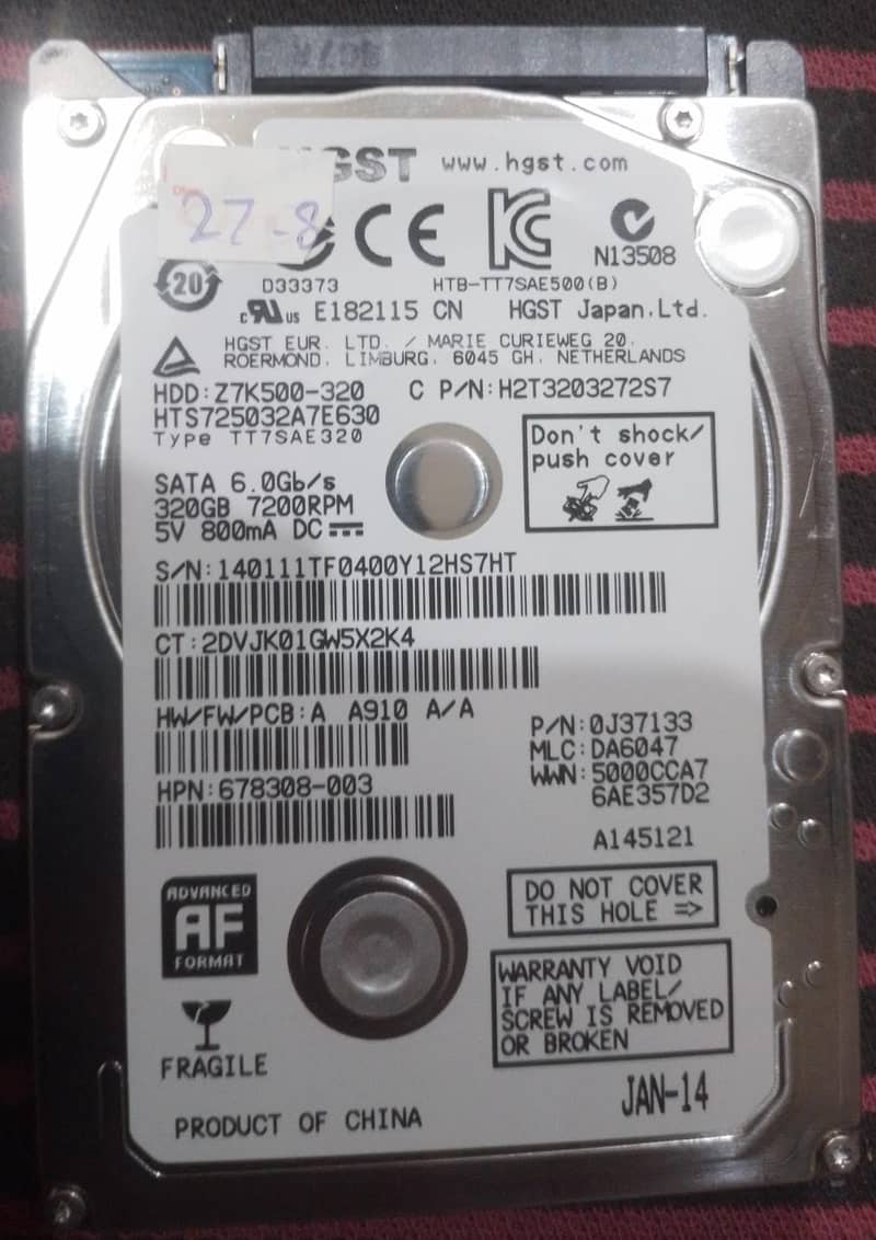 320gb laptop hard disk 0