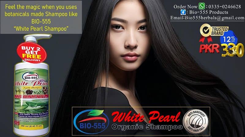 Get Free Delivery of 02 BIO White Pearl Organic Shampoo 2