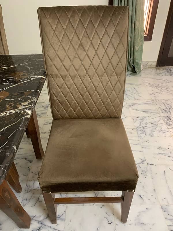 6 chairs and wood frame only , top marble not for sale 0