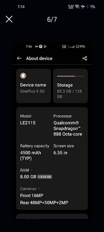 OnePlus 9 5g with box PTA 3