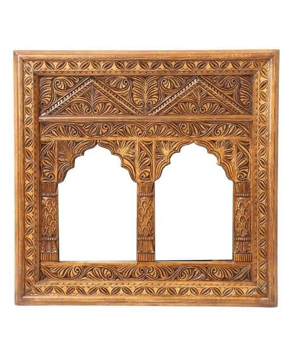 wall hanging wooden mirror frame in portions  antique design made wood 7