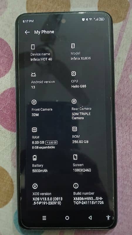 Infinix Hot 40, 8/256 mint condition in Warranty 4