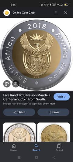 South Africa coin with Nelson Mandela image