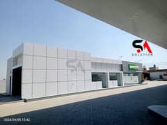 petrol pump, plaza alucobond fascia cladding glass elevation panel acp