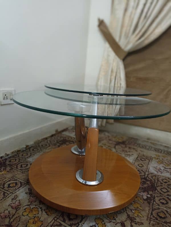 Beautiful tempered glass revolving side table 0